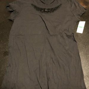 Women’s blouse black with beaded neck line